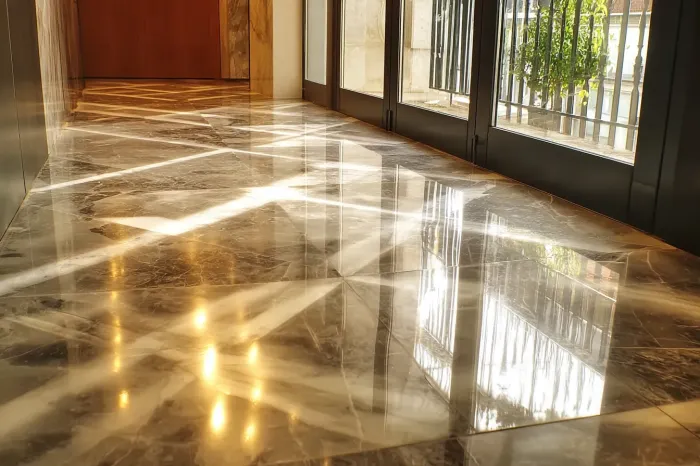 Hall d'entrée avec sol en marbre propre et protégé contre les taches à Versailles